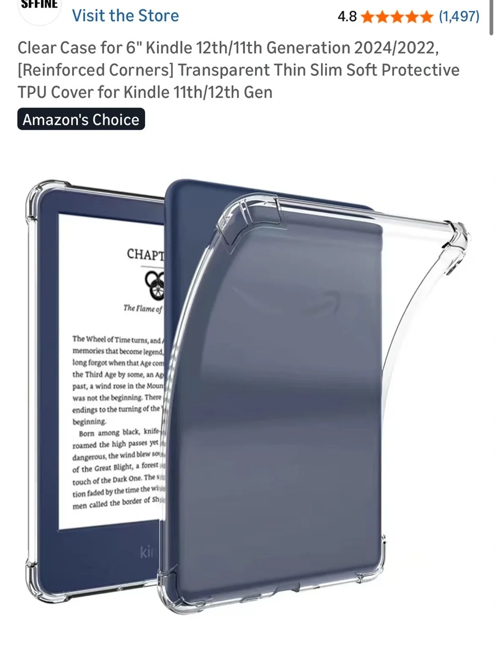 Kindle 12th/11th Gen 2024/2022 6 inch Clear Case